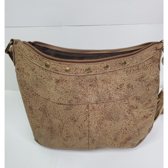 Wallflower medium brown faux leather (vinyl) crossbody bag purse - Picture 5 of 7